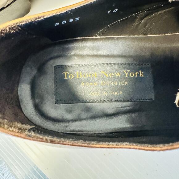 To Boot New York Shoes Mens 10 Brown Leather Adam Derrick Cap Toe Classic Dress - Picture 10 of 12